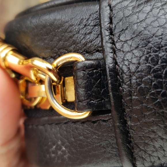 Vintage MCM Black Leather Gold Chain Mini Crossbody Bag Made in Germany Classic - Picture 15 of 17